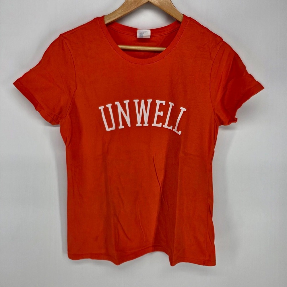 Port & Company Unwell Graphic Tee Ladies Medium Orange Short Sleeve Podcast Tee